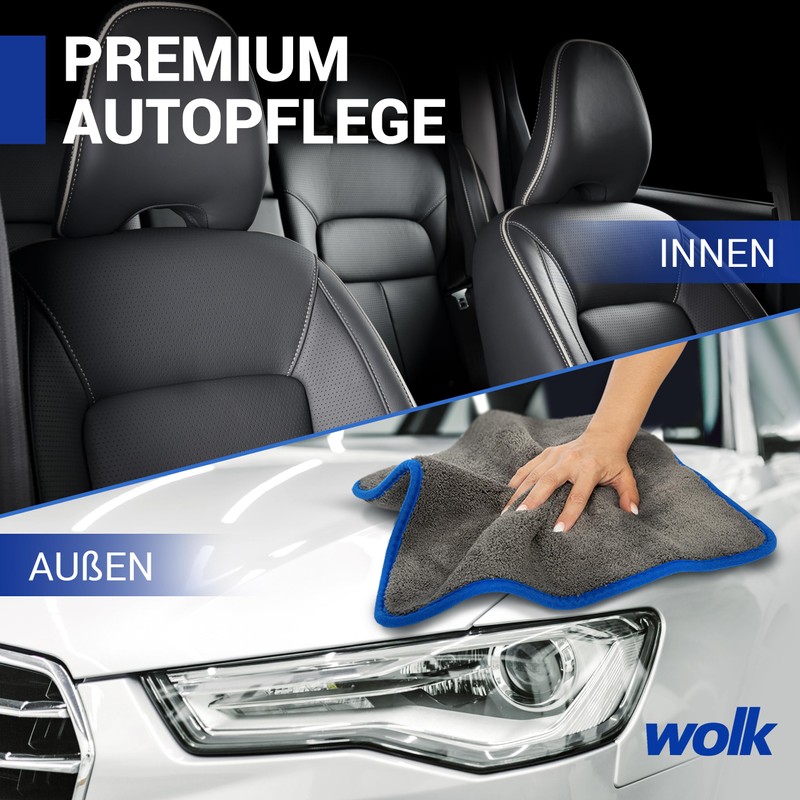 wolk Car Drying Towels 1200 GSM Microfibre – Colour: Grey/Blue