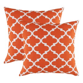 TreeWool Trellis Accent Set of 2 Cotton Canvas Cushion Covers (50 x 50 cm, California Orange)