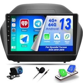 CAMECHO 8 Core 4+64G Android 13 Car Stereo for Hyundai Tucson IX35 2010-2015, with Wireless Carplay Android Auto, 10.1" IPS Car Touchscreen, with Bluetooth 32EQ DSP GPS/WiFi SWC + AHD Backup Camera