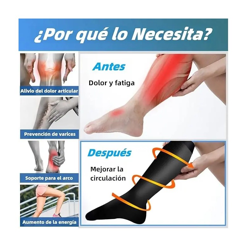 3 Medias Calcetas Compresión U Alivia Varices Y Circulación