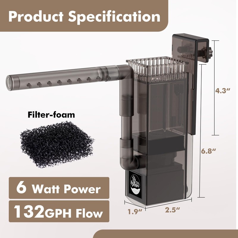 Hygger CO2 Aquarium Surface Skimmer up to 50 Gallon Aquariums,