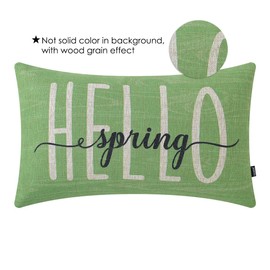 TRENDIN Spring Pillow Covers 12x20 inches Farmhouse Hello Easter Decor for Sofa Couch Lumbar Decorative Cushion Covers Pillowcase Easter Day Gift Green PL814TR