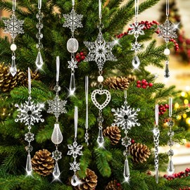 21Pcs Adornos Navideños de Cristal para Decoración de árbol de Navidad