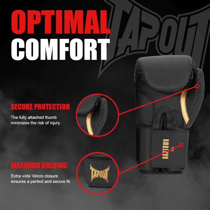 Tapout Ragtown 960010 Boxing Gloves Faux Leather 12 oz Black