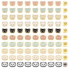 PH PandaHall 100 Pieces 10 Styles Mini Bear Panda Buttons 1 Hole Craft Buttons Made of Alloy for DIY Projects Handmade Sewing Doll Fabric Making 6.5/7.5 mm