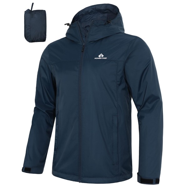 Pioneer Camp Men's Rain Jacket Waterproof with Hood Lightweight Packable