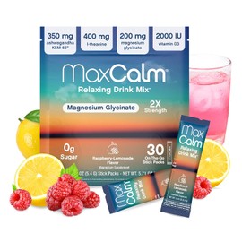 Relaxing Drink Mix | Raspberry-Lemonade Flavor | Magnesium & KSM-66 Ashwagandha Supplement | Supports Relaxation | 30 Single-Serve Packets