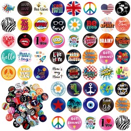 Kigeli 100 Pcs 80's Buttons Pins 1 Inch/ 25 mm Retro Punk Button Pin Slogans Sayings Pinback for Backpacks Bags Hats Jeans