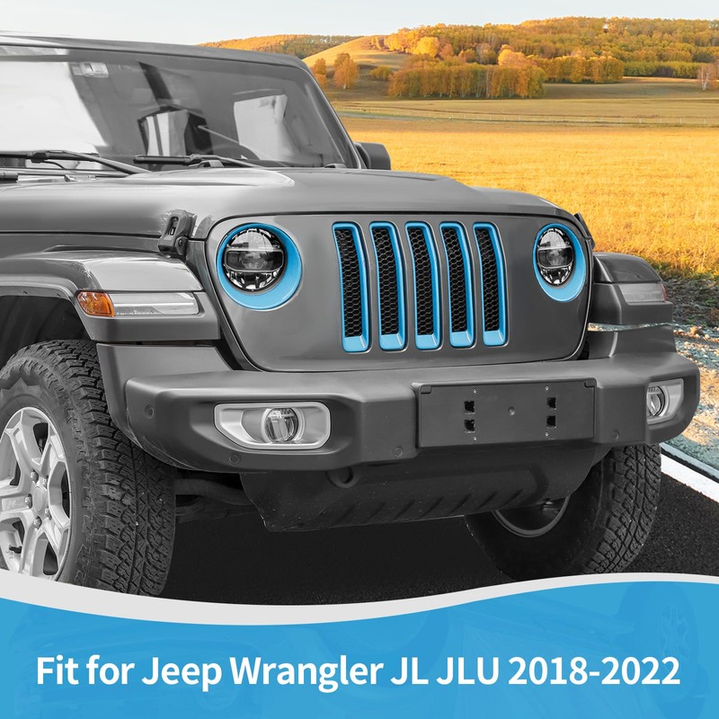 RT-TCZ for Wrangler JL Mesh Front Grille Grill Insert Headlight