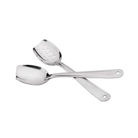 IMEEA Flat Bottom Serving Spoon 18/8 Stainless Steel Slotted Spoon 10-Inch Fl...