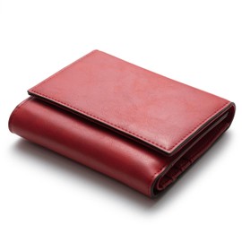 Alldaily Trifold Small RFID Blocking Wallet Slim Credit Card Wallet with with Zipper Pocket (Red)