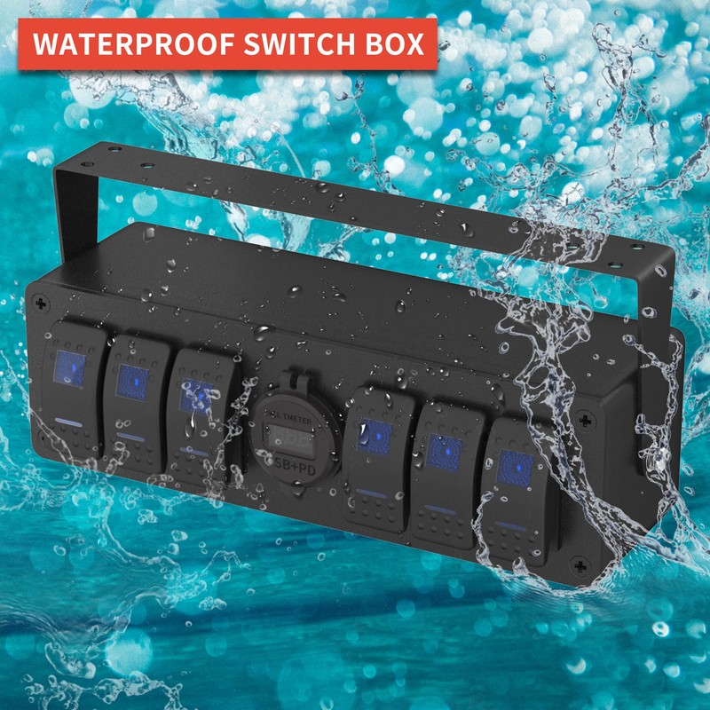 Joinfworld 6 Gang Rocker Switch Box Waterproof 12V SPST ON/Off