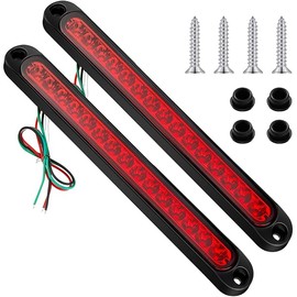 Frienda 2 Pieces 10 Inch 15 LED Trailer Tail Light Bar Stop Turn Tail Lights Assembly Third Brake Strip 9 to 30-volt Trailer Identification for Marine Boats Trucks Pickups(Red Cover)