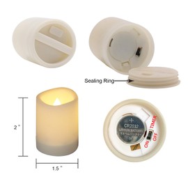 Wondise Waterproof Flameless Votive Candles with 6H Timer, Set of 12 Outdoor Battery Operated Candles Plastic LED Flickering Tealights Candles for Outdoor Garden Patio Home Summer Decor(1.5”D x 2”H)