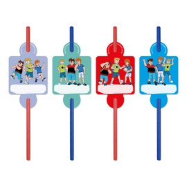 8 Paper Drinking Straws with Name Field "Die Drei ??? Kids" for Children's Party and Children's Birthday Parties | 3 Question Mark Straws Children's Detective Party Set