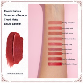 Flower Knows Strawberry Rococo Cloud Lip Cream Matte Liquid Lipstick-Long Lasting&Highly Pigmented Lip Stain -Velvety Waterproof Lip Makeup for Girls&Women-0.12 Fl Oz,1 Count(S08 Velvet Redwood)