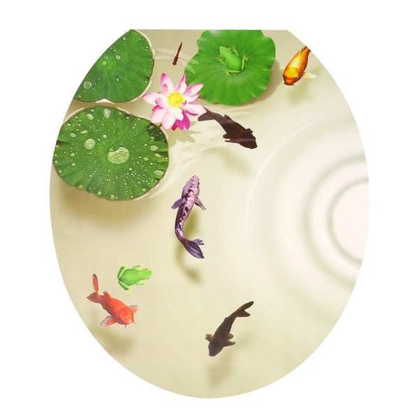 Honbay 3D Toilet Seat Stickers Decals, Waterproof and Removable (Lotus Pond)