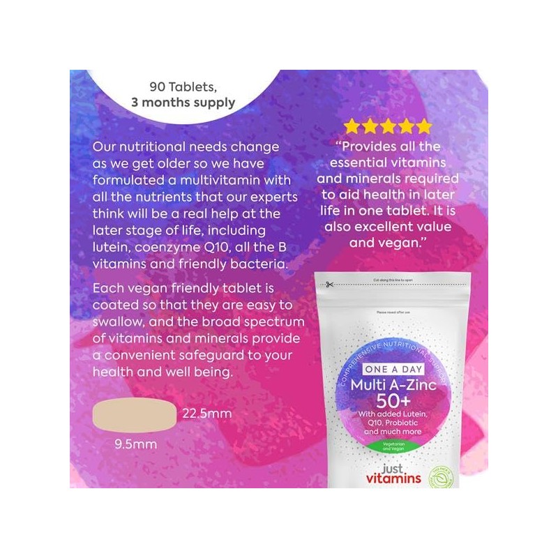 Multivitamins A–Zinc 50+ | 90 Vegan Tablets | Advanced Formula