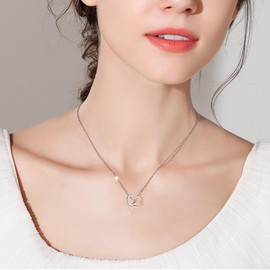 Collar de Corazón para Mujer con Zirconia Cúbica, Elegante Originales Joyeria Accesorios para Mujer, Ideas Regalos para San Valentín, Mamá Cumpleaños, Aniversario de Bodas, Día de la Madre
