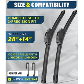 Pro Silicone Windshield Wiper Blade 28"+14" All-Season Performance