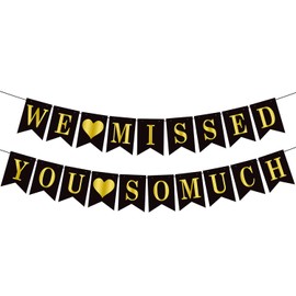 Hinggif We Missed You So Much Banner, suministros de fiesta de bienvenida a casa, pancarta de bienvenida, decoraciones de fiesta de regreso a casa del ejército militar, color negro