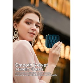 Vidifina Travel Jewelry Box with Mirror – Celadon Green Velvet Organizer Adjustable Compartments for Necklaces, Rings | Portable Luxury Travel Jewelry Case for Women, Gift-Worthy Design