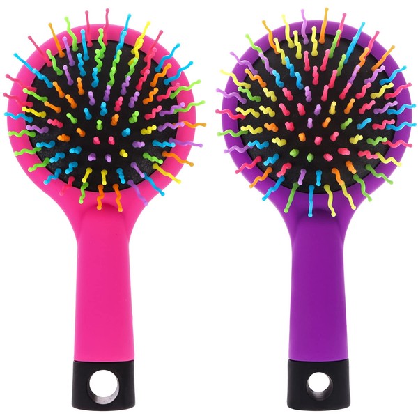 Paquete de 2 cepillos de volumen arcoíris para desenredar el