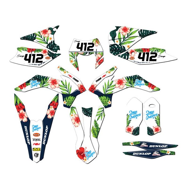2016 EXC-F Tropic White Senge Graphics Complete Kit with Rider