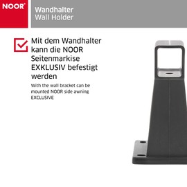 NOOR Awning Accessories - Wall Mount for Side Awning (Includes Screws & Washers) Suitable for All Sizes, Wall Mount for Easy Wall Mounting