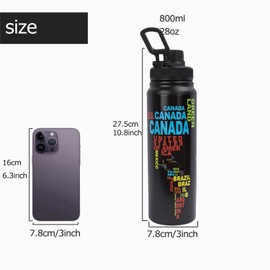 maxer Map Dragon Swimmin Cat Bookshelf 3D Print 28oz Metal Water Bottle for 12 Hours Hot & 24 Hours Cold Drinks, Sports Flask Great for Work, Gym, Travel