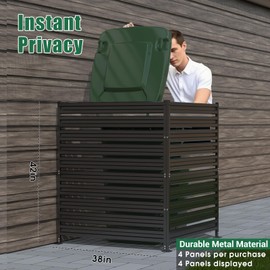 Metal Privacy Fence Panels for Outside, 42" H x 38" W (2 Panels) Air Conditioner Fences, Pool Equipment Enclosure Trash Can Fence, No Dig Privacy Screen Fencing for Outdoor, Black