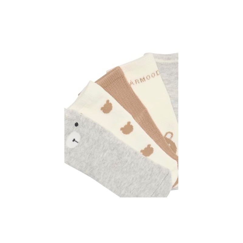 Vertbaudet Pack of 5 Baby Socks Bear, white, 23 -