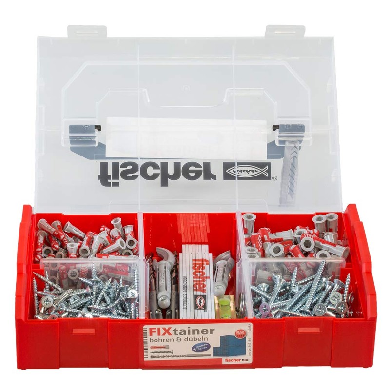 fischer 547166 Fixtainer Duopower Drilling and Dowels, Dowel Box with