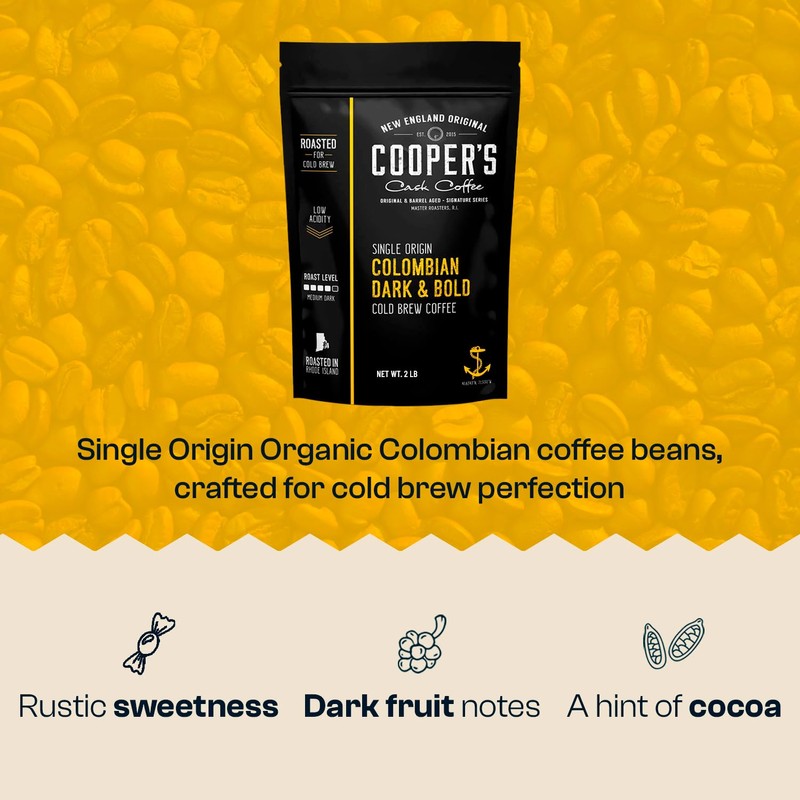 Colombian Dark Roast, Single Origin, Gourmet Organic Cold Brew Coffee