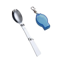 Folding Camping Spork with Case Portable Spork Keychain Foldable Travel Backpacking Spork Long Handle Camp Sporks with Storage Box Reusable Pocket Sporks Stainless Steel Collapsible Spork Utensil