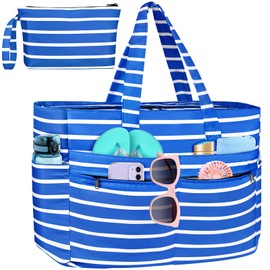 HUANLANG Extra Large Beach Bag Waterproof Beach Totes Bags for Women Men,Pool Bag with Zipper Wet Pocket