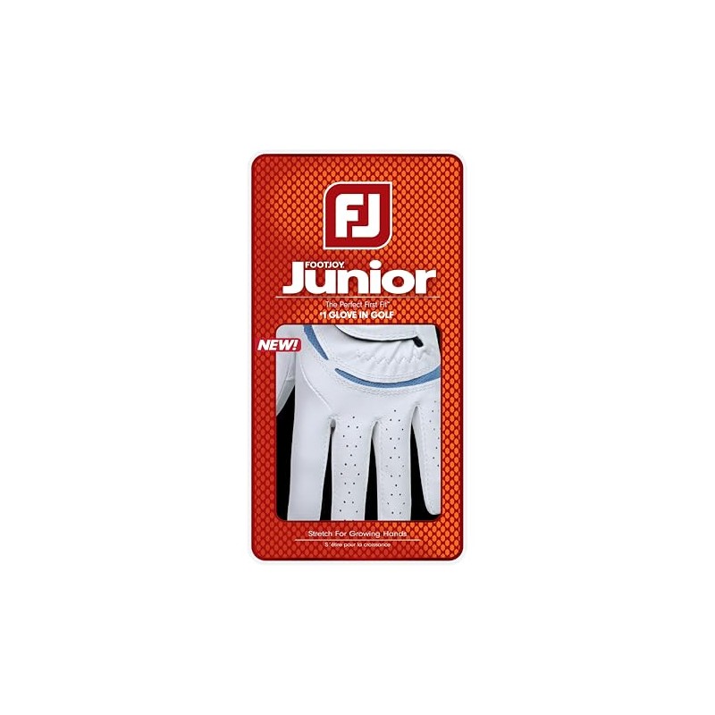 FootJoy Junior Golf Glove Left Hand (for Right-Handed Golfer), White/Cobalt,