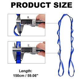 PATIKIL 22KN Adjustable Daisy Chain Yoga Extended Belt 1.5M Nylon Climbing Sling Strap for Home Workout Exercise Pilates Gymnastics Blue