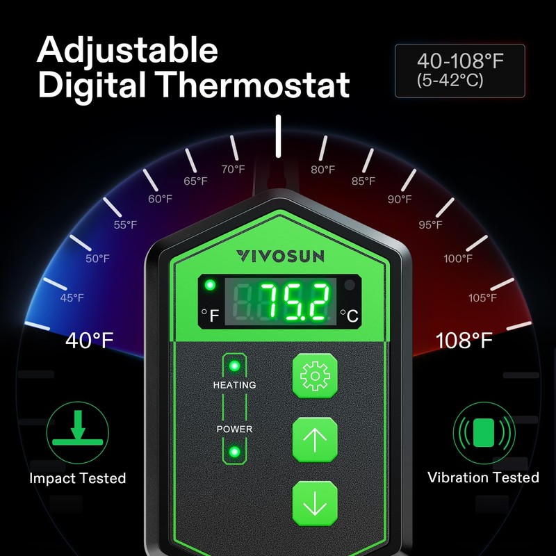 VIVOSUN 20" x 20.75" Seedling Heat Mat and Digital Thermostat