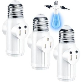 Light Socket to Plug Adapter, 2&3 Prong Heat-Resistant Light Bulb Outlet Adapter for Expansion Sockets - Color: White, Size: 1
