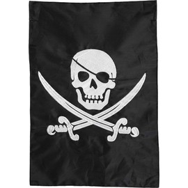 Briarwood Lane Pirate Jack Applique & Embroidered Garden Flag Nautical 12.5" x 18"