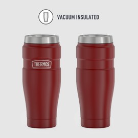 Thermos - Vaso de viaje con aislamiento al vacío, acero inoxidable, 16 onzas, color rojo mate