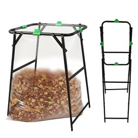 Foldable Trash Bag Holder Stand,Outdoor Leaf Bag Holder Fits 30-55 Gallon Gabage Bags,Portable Yard Waste Bag Holder for Lawn Cleanup,Paties,Gardening,Camping