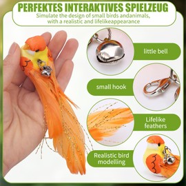 GSrenyu 6 Pieces Cat Toys for Indoor Cats Adult Kitten, Interactive Cat Bird Feather Toys Cats Wand Toy with Wand Stick for Indoor Outdoor Playing Adult Kitten