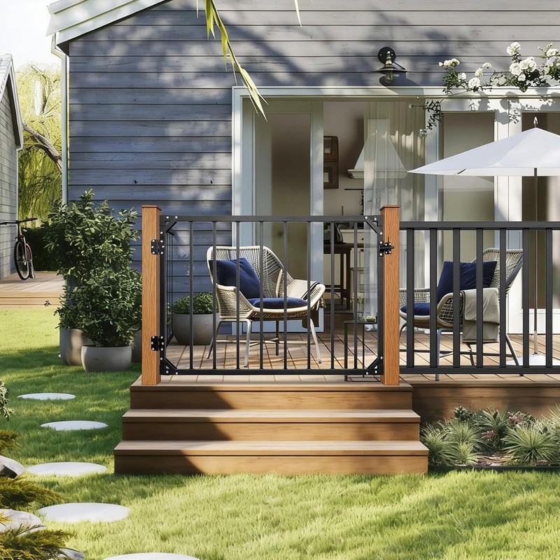 32.5 Inch Heavy Duty Adjustable Outdoor Metal Deck Gate with