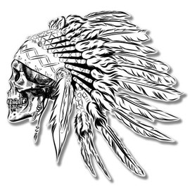 Indian Chief Skull Vinyl Sticker - Car Window Bumper Laptop - Select Size
