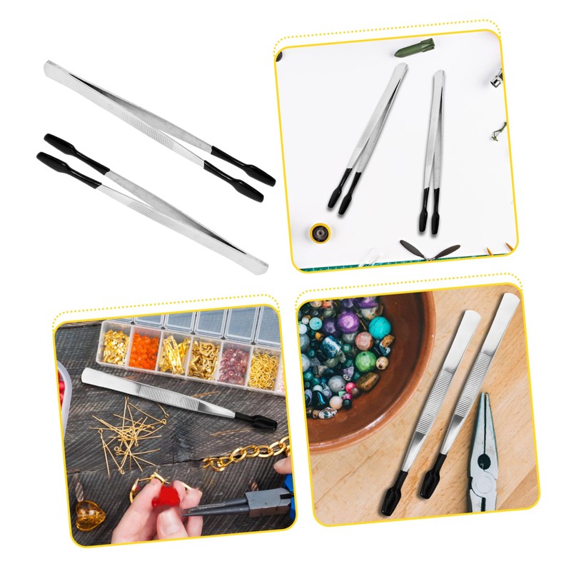 DOITOOL 2pcs Multi-purpose Tweezers Stamp Tweezer for Collecting Jewelry and