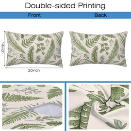Leaves and Herbs Throw Pillow Cover Case Vintage Floral Botanical Throw Pillows Set of 2 Super Soft Pillow Covers 20x12 Inches Farmhouse Home Decor for Living Room Bedroom Sofa Couch Cushion Cover
