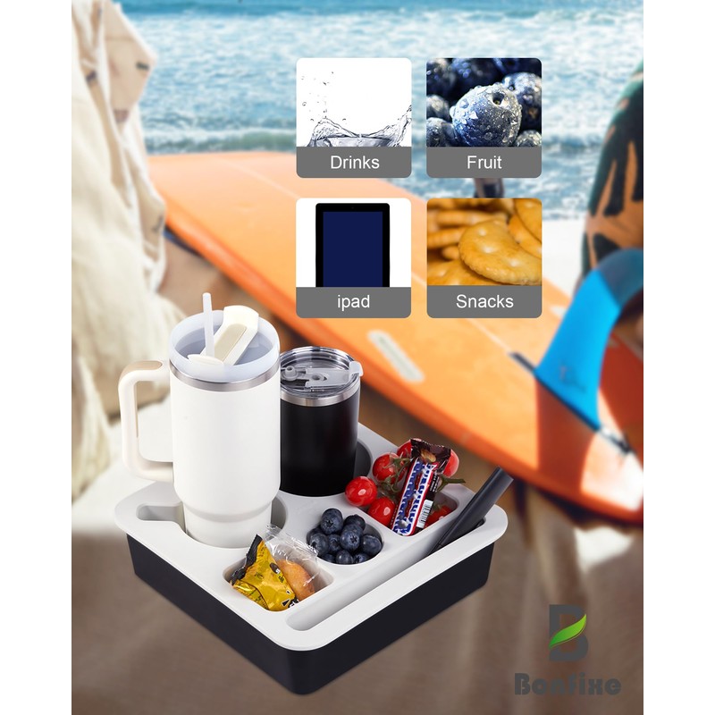 Couch Cup Holder Tray, Bonfixe Stable Couch Caddy for Bed