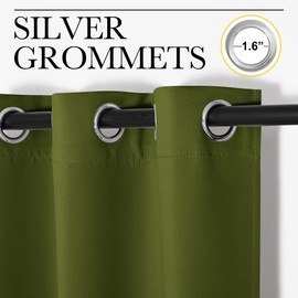 NICETOWN Blackout Curtain Blind for Bedroom, Single Panel, W42 x L54 inches, Olive Green, Thermal Insulated Grommet Blackout Room Darkening Drape/Drapery